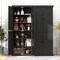 Black MDF Metal Kitchen Pantry Cabinet with 6 Tiers and Adjustable Shelves
